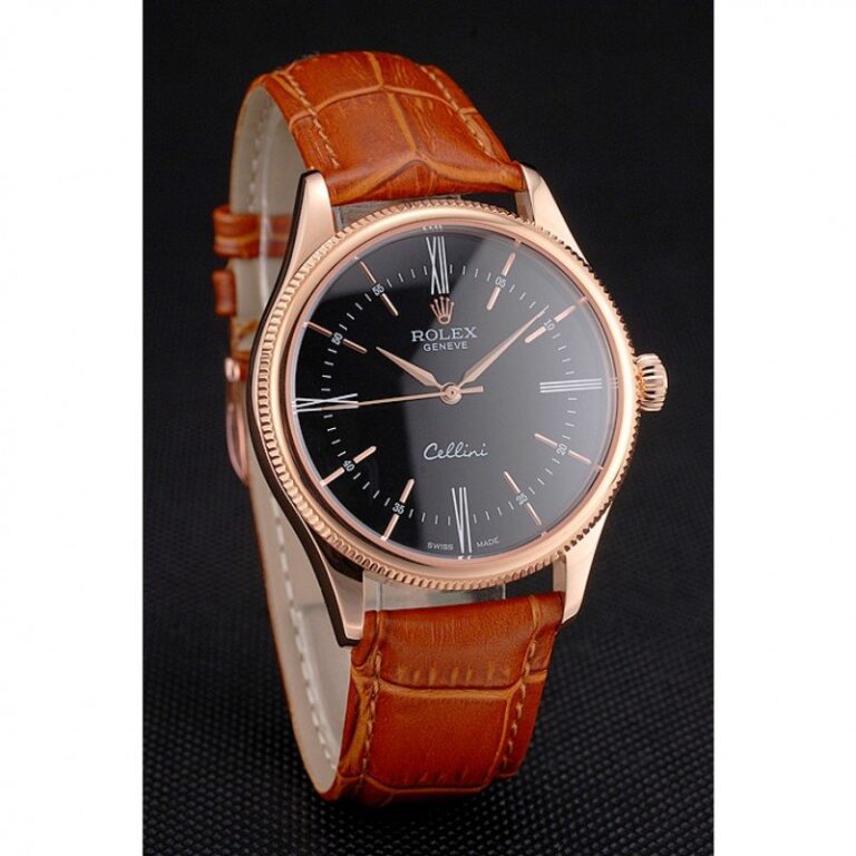 Superclone Rolex Cellini Black Dial REP016794 Angle Detail