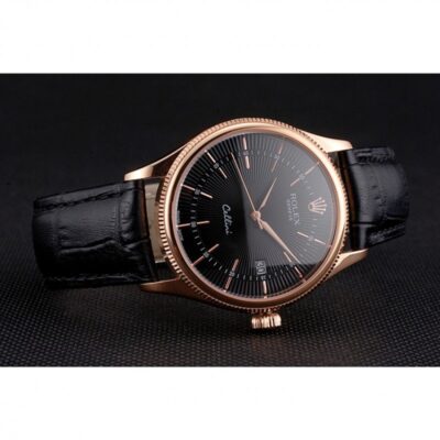 Superclone Rolex Cellini Black Dial REP016799 Close-Up Focus