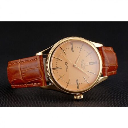 Superclone Rolex Cellini 38mm Gold Dial REP016798 5