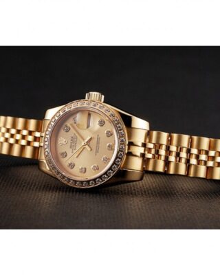 Superclone Rolex Datejust Gold Dial 1454096 Close-Up Focus