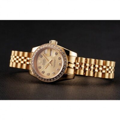 Superclone Rolex Datejust Gold Dial 1454096 Close-Up Focus