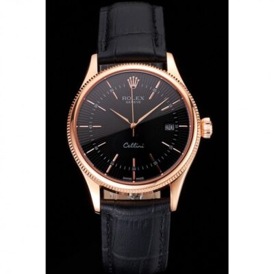 Superclone Rolex Cellini Black Dial REP016799 Perspective View
