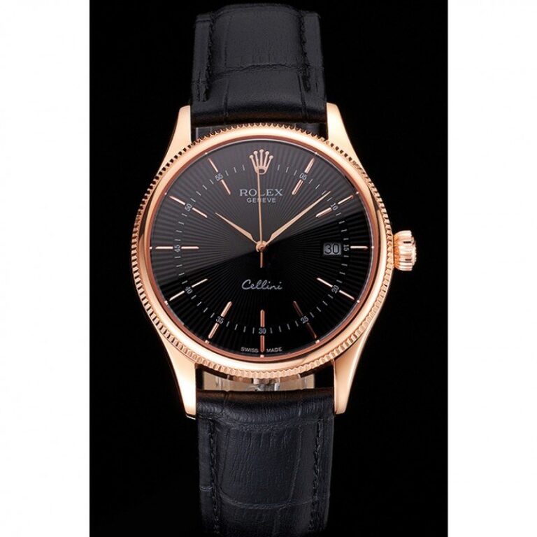 Superclone Rolex Cellini Black Dial REP016799 Perspective View