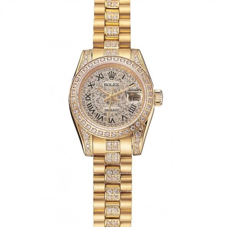 Superclone Rolex Datejust Gold Dial 1453955 Perspective View