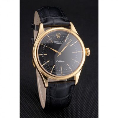 Superclone Rolex Cellini Black Dial REP016803 Angle Detail