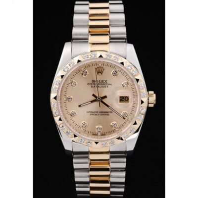 Superclone Rolex Datejust Gold Dial SRL41 Perspective View