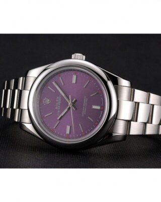 Replica Rolex Oyster Perpetual Date Purple Dial REP016834 Close-Up Focus