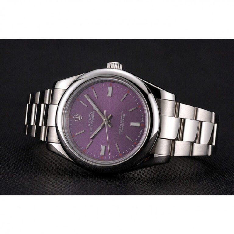 Replica Rolex Oyster Perpetual Date Purple Dial REP016834 Close-Up Focus