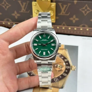 Replica Rolex Oyster Perpetual Green Dial Smooth Bezel Oyster Perpetual