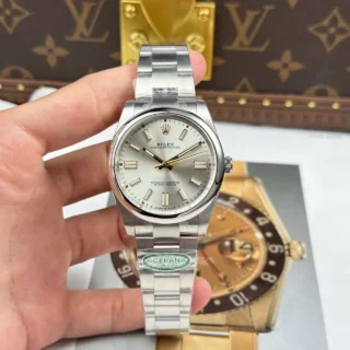 Replica Rolex Oyster Perpetual Silver Dial Smooth Bezel Oyster Bracelet