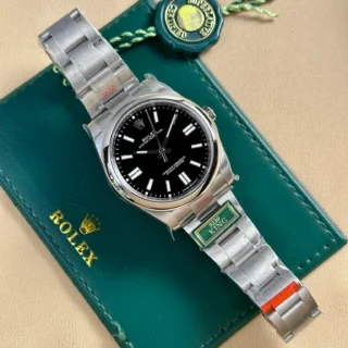 Replica Rolex Oyster Perpetual Black Dial Oyster Bracelet