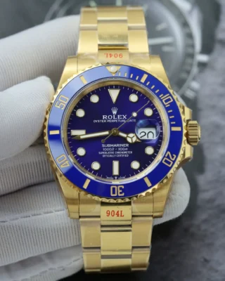 Replica Rolex Submariner Blue Dial Blue Bezel Gold Oyster Brcelet