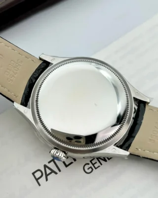 Replica Rolex Cellini Black Dial Steel Case Black Leather Strap