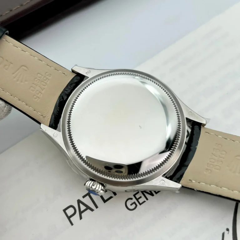 Replica Rolex Cellini Black Dial Steel Case Black Leather Strap