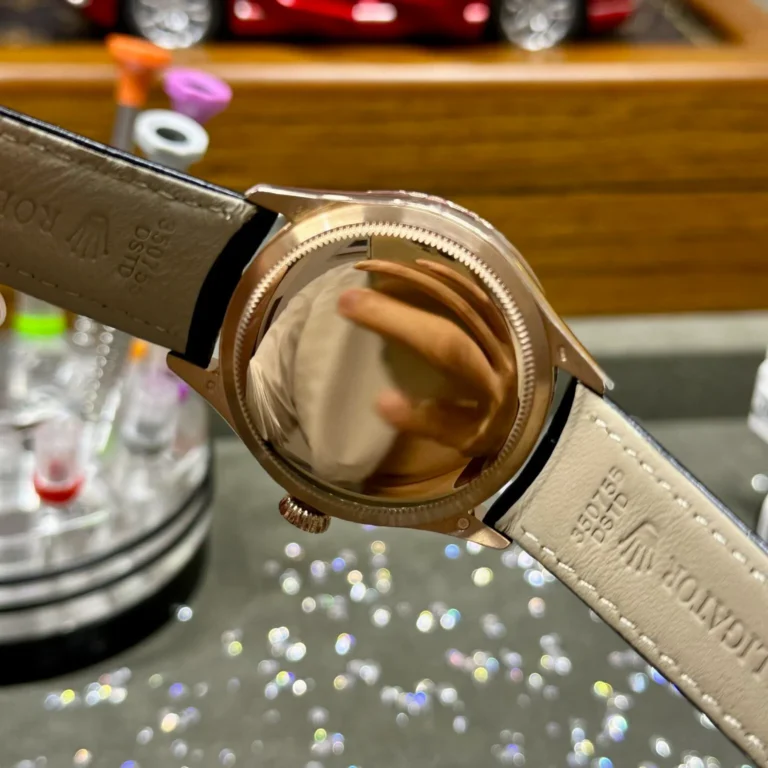Replica Rolex Cellini Black Dial Gold Case Black Leather Strap