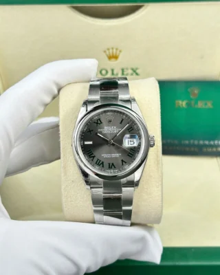 Replica Rolex Datejust Wimbledon Rhodium Dial Smooth Bezel Oyster Bracelet