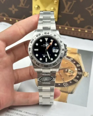 Replica Rolex Explorer Black Dial Steel Bezel Oyster Bracelet