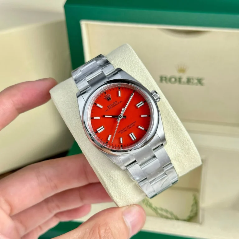 Replica Rolex Oyster Perpetual Coral Dial Smooth Bezel Oyster Bracelet