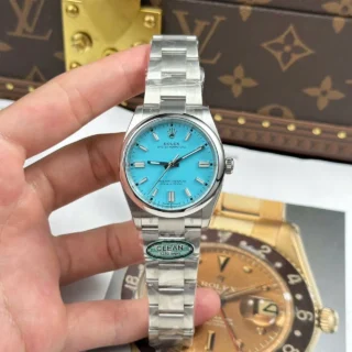 Replica Rolex Oyster Perpetual Tiffany Blue Dial Smooth Bezel Oyster Bracelet