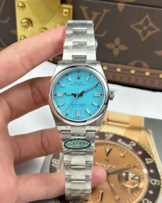 Replica Rolex Oyster Perpetual Tiffany Blue Dial Smooth Bezel Oyster Bracelet