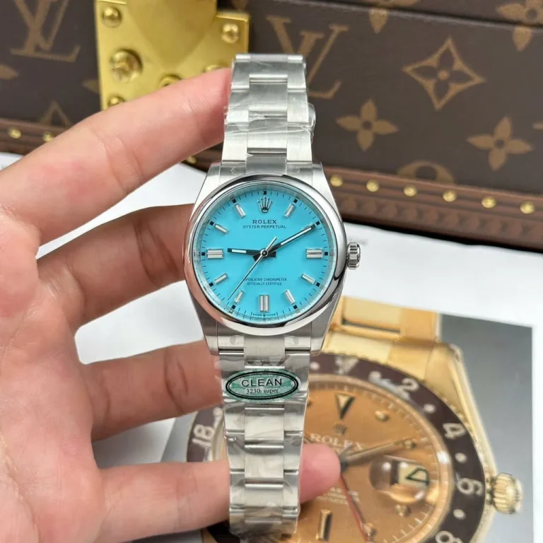 Replica Rolex Oyster Perpetual Tiffany Blue Dial Smooth Bezel Oyster Bracelet