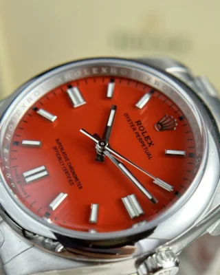 Replica Rolex Oyster Perpetual Red Dial Oyster Bracelet