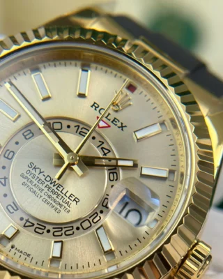 Replica Rolex Sky-Dweller Gold Dial Gold Case Oysterflex Bracelet