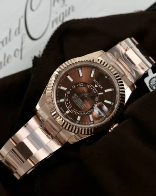 Replica Rolex Sky-Dweller Rose Gold Chocolate Dial Oyster Bracelet