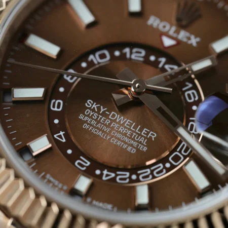 Replica Rolex Sky-Dweller Rose Gold Chocolate Dial Oyster Bracelet