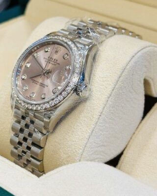 Replica Rolex Datejust Pink Dial 278384RBR Angle Detail