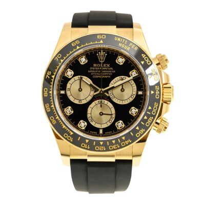 Superclone Rolex Daytona Black Dial Yellow Gold 126518LN Perspective View