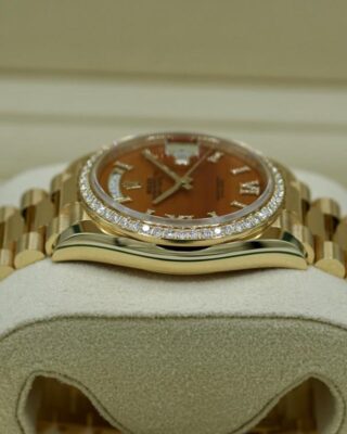 Superclone Rolex Day-Date Carnelian Dial 128348RBR Angle Detail