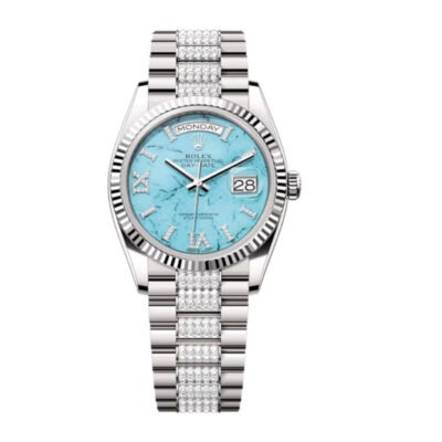Superclone Rolex Day-Date Turquoise Dial 128239 Diamond-set