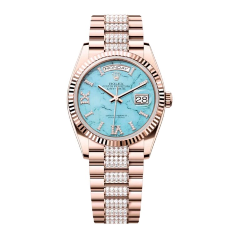 Superclone Rolex Day-Date Turquoise Dial 128235 Diamond-set