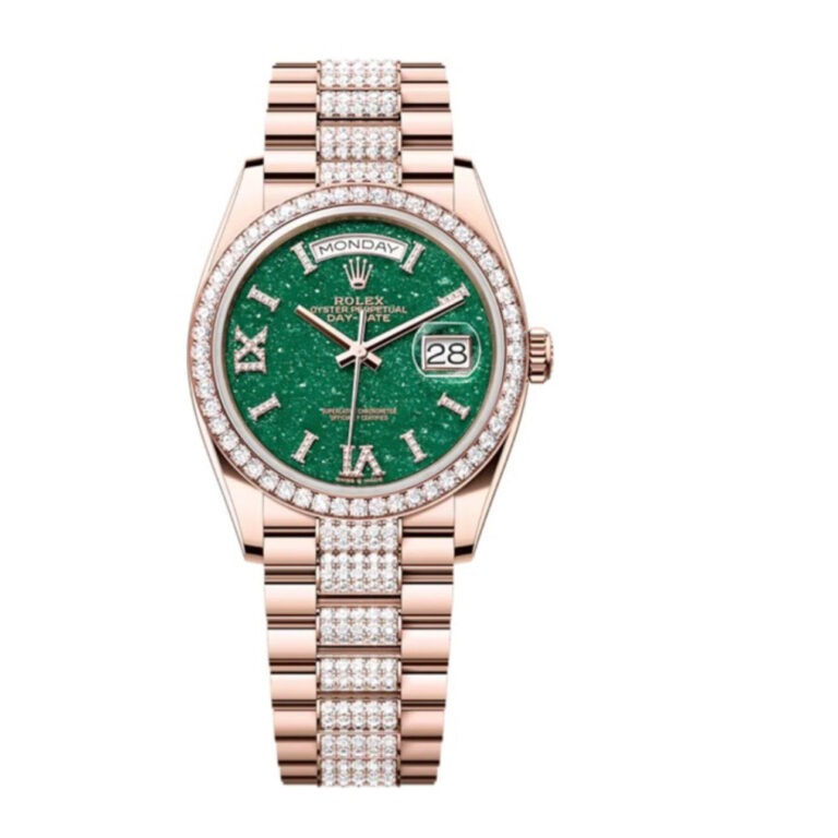 Superclone Rolex Day-Date Green Dial 128345RBR Diamond-set