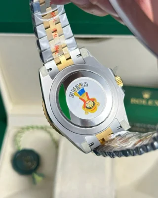 Replica Rolex GMT Master II Zombie Black Dial Black and Gray Bezel Two Toned Jubilee Bracelet