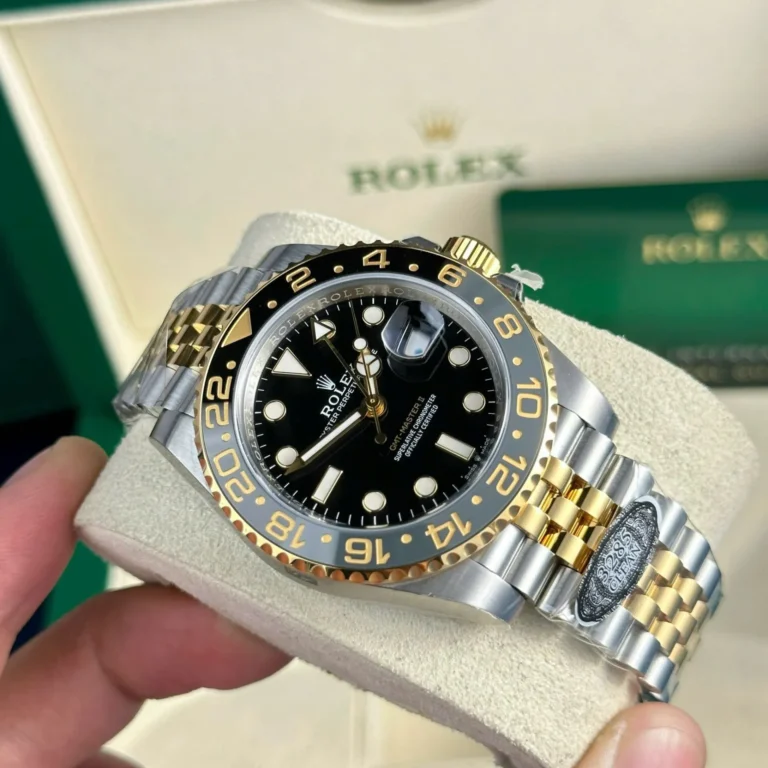 Replica Rolex GMT Master II Zombie Black Dial Black and Gray Bezel Two Toned Jubilee Bracelet