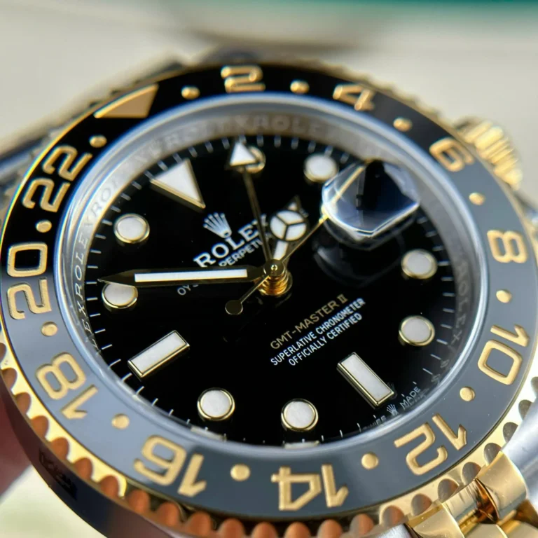Replica Rolex GMT Master II Zombie Black Dial Black and Gray Bezel Two Toned Jubilee Bracelet