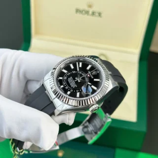 Replica Rolex Sky-Dweller Black Dial Steel Case Oysterflex Bracelet