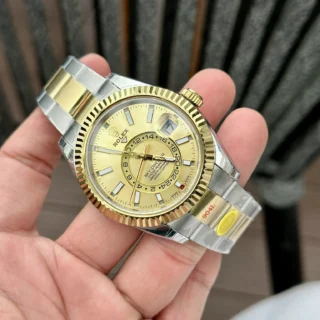 Replica Rolex Sky-Dweller Champagne dial Two Toned Oyster