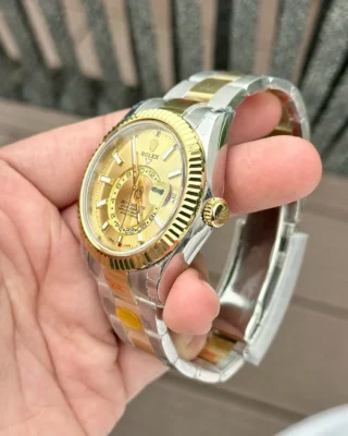 Replica Rolex Sky-Dweller Champagne dial Two Toned Oyster