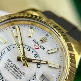 Replica Rolex Sky-Dweller White Dial Gold Case Oysterflex Bracelet