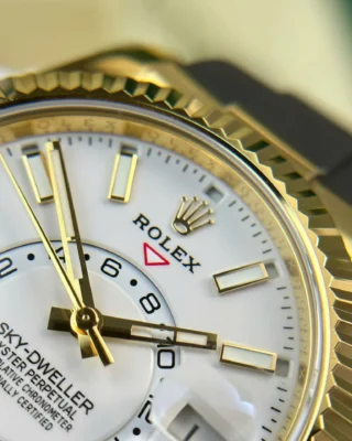 Replica Rolex Sky-Dweller White Dial Gold Case Oysterflex Bracelet