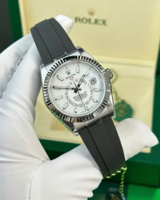Replica Rolex Sky-Dweller White Dial Steel Case Oysterflex Bracelet