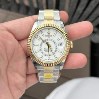 Replica Rolex Sky-Dweller White Dial Gold Case Two Tone Oyster Bracelet