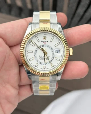 Replica Rolex Sky-Dweller White Dial Gold Case Two Tone Oyster Bracelet