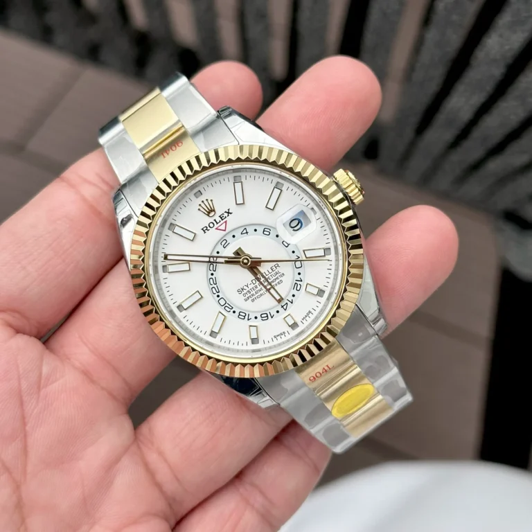 Replica Rolex Sky-Dweller White Dial Gold Case Two Tone Oyster Bracelet