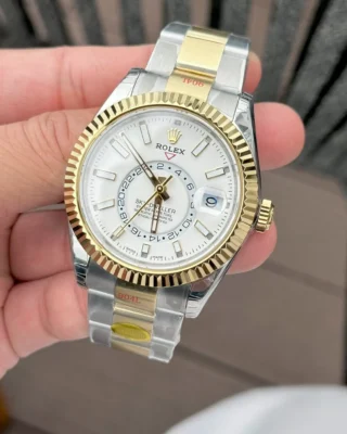 Replica Rolex Sky-Dweller White Dial Gold Case Two Tone Oyster Bracelet