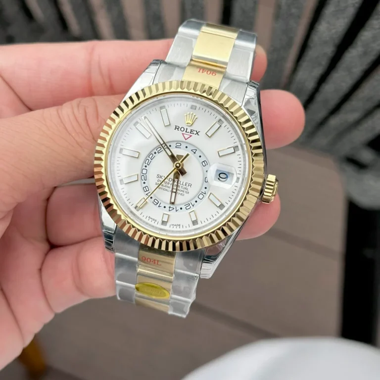 Replica Rolex Sky-Dweller White Dial Gold Case Two Tone Oyster Bracelet