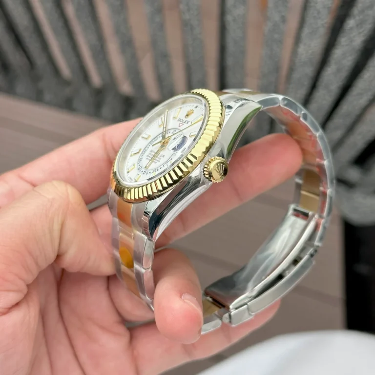 Replica Rolex Sky-Dweller White Dial Gold Case Two Tone Oyster Bracelet